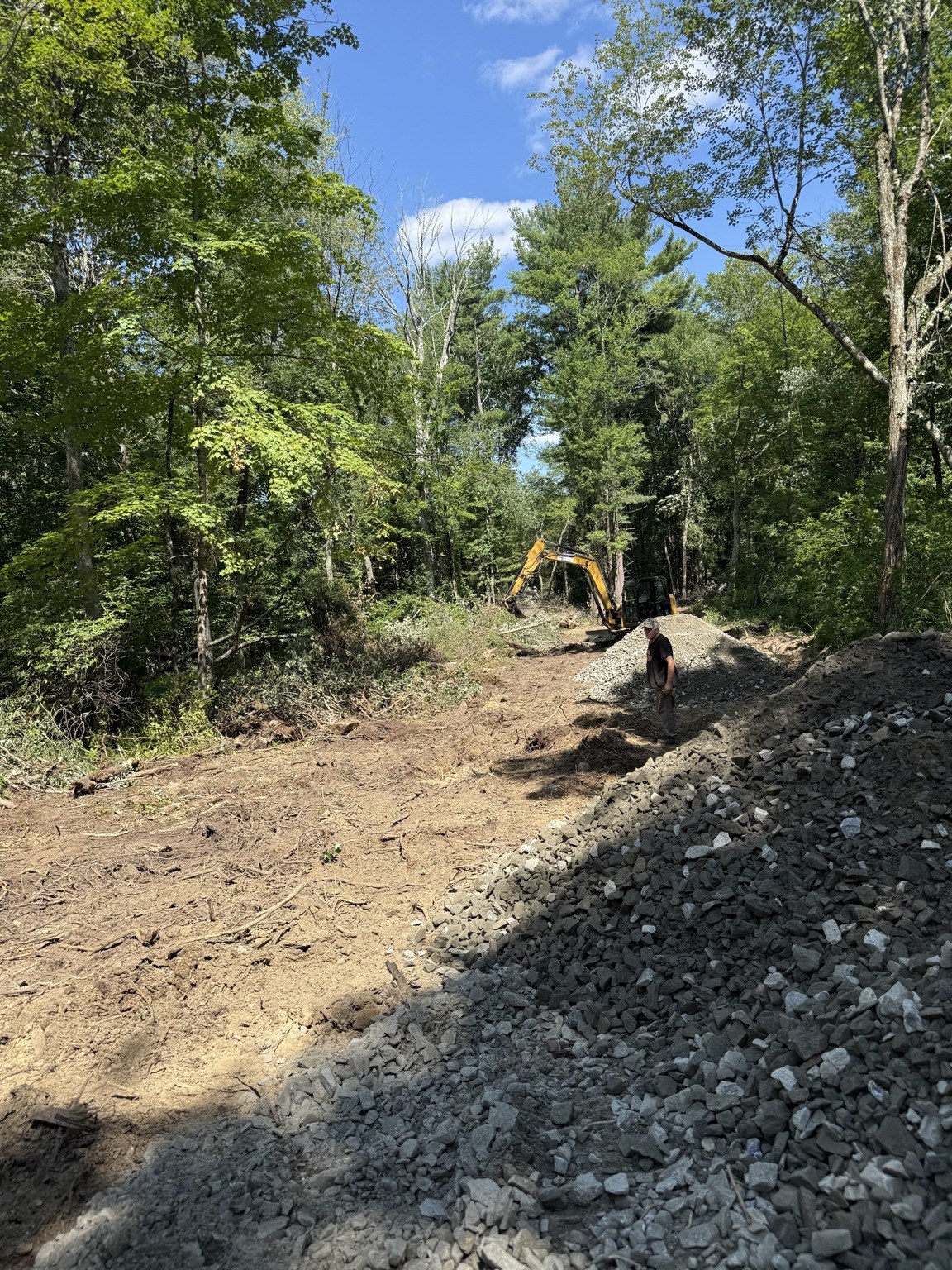 Gravel arriving for driveway construction